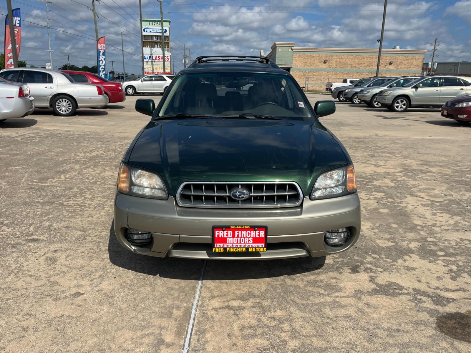 2003 green /TAN Subaru Outback Limited Wagon (4S3BH686737) with an 2.5L H4 SOHC 16V engine, 5-Speed Manual Overdrive transmission, located at 14700 Tomball Parkway 249, Houston, TX, 77086, (281) 444-2200, 29.928619, -95.504074 - Photo #1